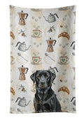 Black Labrador Retriever Coffee Bar Kitchen Towel Velour Plush Front and Cotton Loop Back Machine Washable
