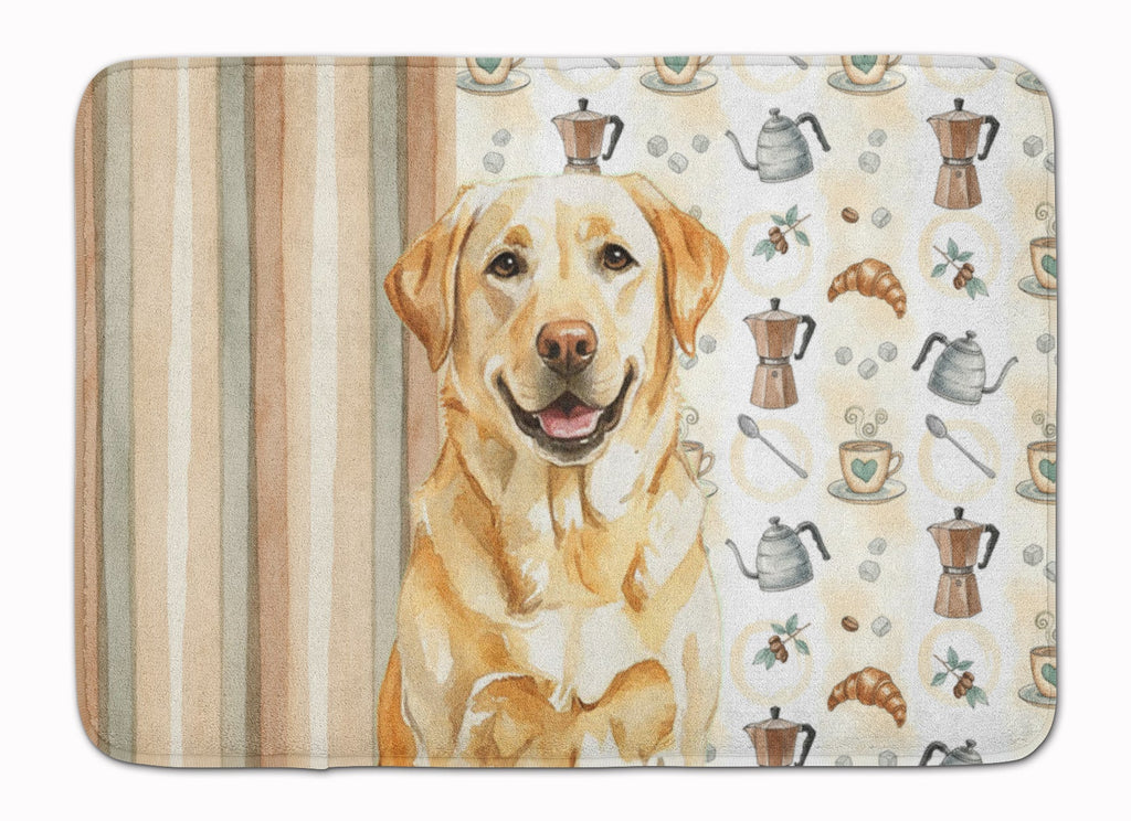 Yellow Labrador Retriever Coffee Bar Memory Foam Kitchen Mat Machine Washable Anti-Fatigue Cushion Comfort Bath or Kitchen Rug