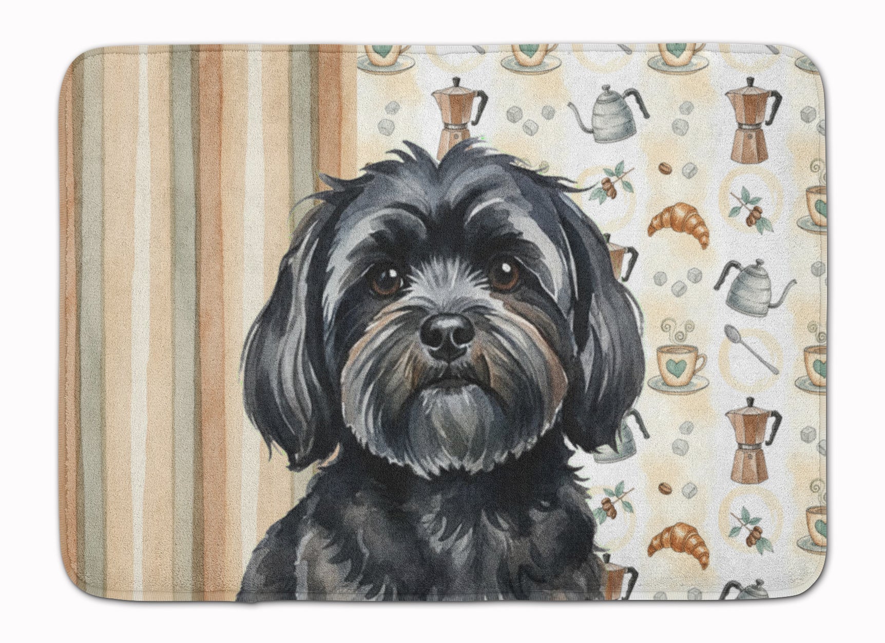 Black Lhasa Apso Coffee Bar Memory Foam Kitchen Mat Machine Washable Anti-Fatigue Cushion Comfort Bath or Kitchen Rug