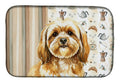 Gold Lhasa Apso Coffee Bar Dish Drying Mat Absorbent Dish Drying Mat Pad for Kitchen Counter Dish Drainer Mat for Countertop, 14 x 21", Multicolor