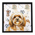 Gold Lhasa Apso Coffee Bar Framed Metal Print Bathroom, Kitchen, Office, Home Decor Wall Art Ready to Hang, Square, 8X8