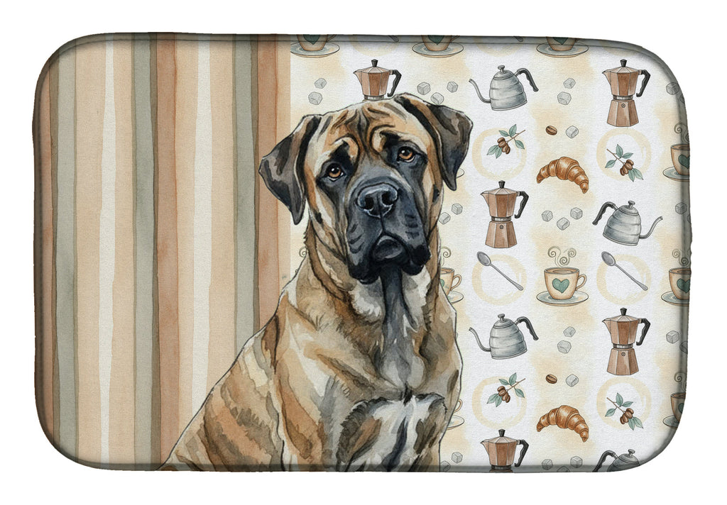 Brindle Mastiff Coffee Bar Dish Drying Mat Absorbent Dish Drying Mat Pad for Kitchen Counter Dish Drainer Mat for Countertop, 14 x 21", Multicolor
