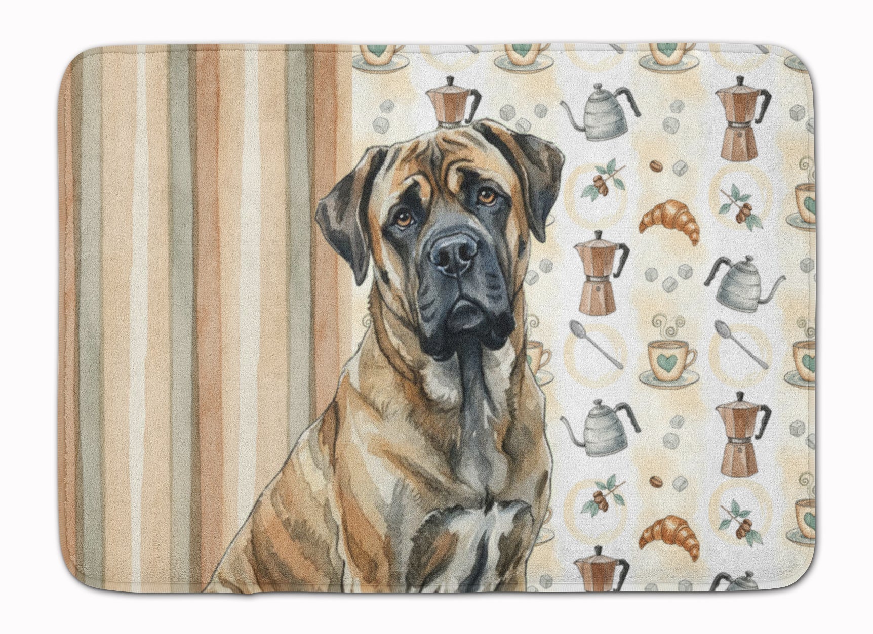 Brindle Mastiff Coffee Bar Memory Foam Kitchen Mat Machine Washable Anti-Fatigue Cushion Comfort Bath or Kitchen Rug