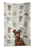 Chocolate and Rust Miniature Pinscher Min Pin Coffee Bar Kitchen Towel Velour Plush Front and Cotton Loop Back Machine Washable