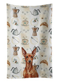 Red Miniature Pinscher Min Pin Coffee Bar Kitchen Towel Velour Plush Front and Cotton Loop Back Machine Washable