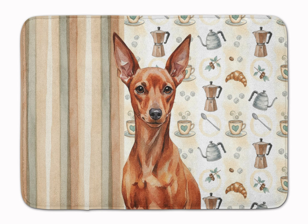 Red Miniature Pinscher Min Pin Coffee Bar Memory Foam Kitchen Mat Machine Washable Anti-Fatigue Cushion Comfort Bath or Kitchen Rug