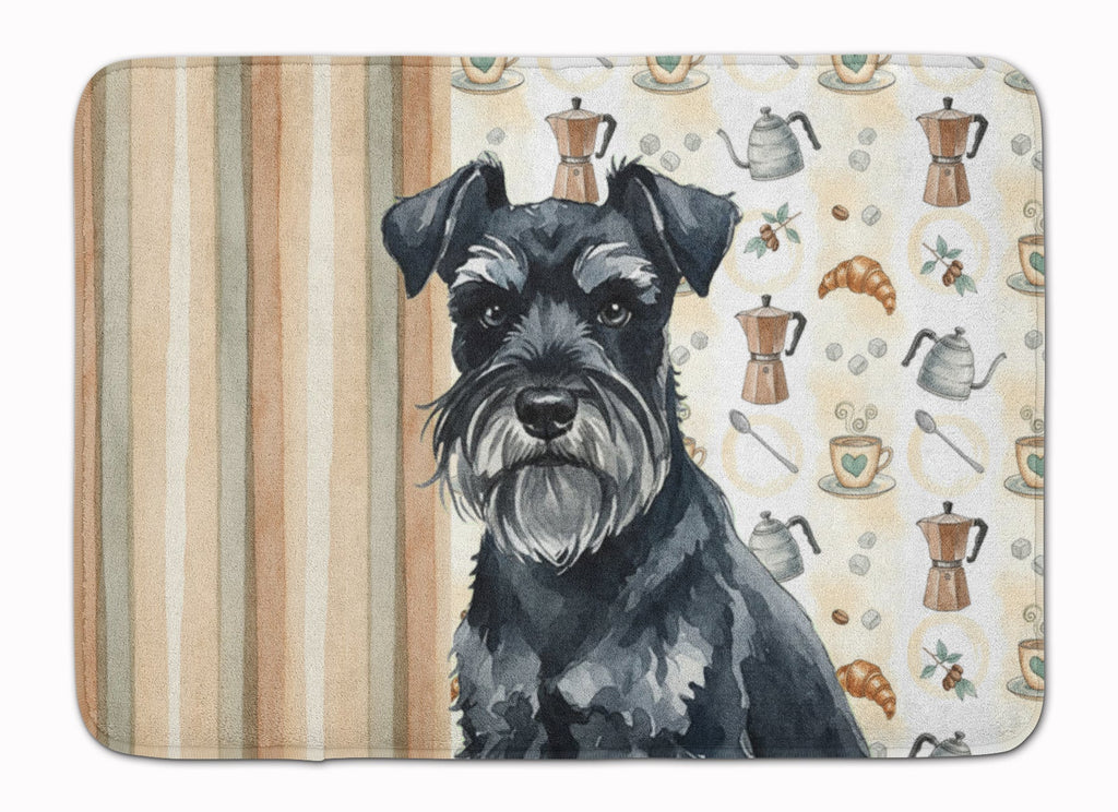 Black Miniature Schnauzer Coffee Bar Memory Foam Kitchen Mat Machine Washable Anti-Fatigue Cushion Comfort Bath or Kitchen Rug