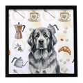 Gray Newfoundland Coffee Bar Framed Metal Print Bathroom, Kitchen, Office, Home Decor Wall Art Ready to Hang, Square, 8X8