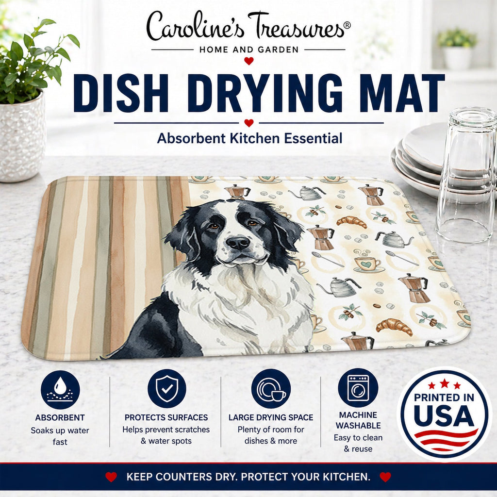 Landseer Newfoundland Coffee Bar Dish Drying Mat Absorbent Dish Drying Mat Pad for Kitchen Counter Dish Drainer Mat for Countertop, 14 x 21", Multicolor