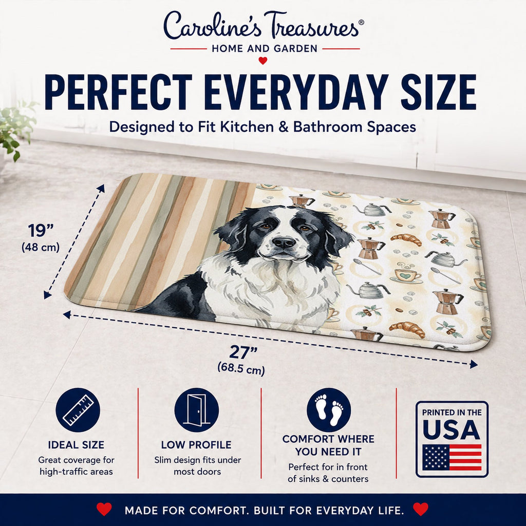 Landseer Newfoundland Coffee Bar Memory Foam Kitchen Mat Machine Washable Anti-Fatigue Cushion Comfort Bath or Kitchen Rug