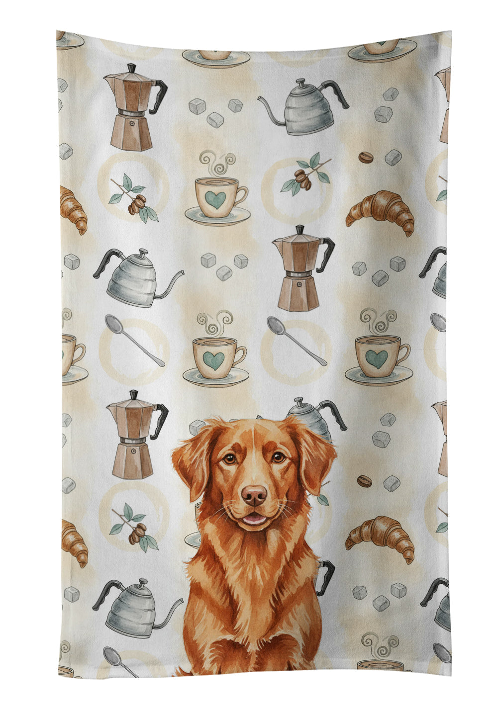 Copper Nova Scotia Duck Tolling Retriever Coffee Bar Kitchen Towel Velour Plush Front and Cotton Loop Back Machine Washable
