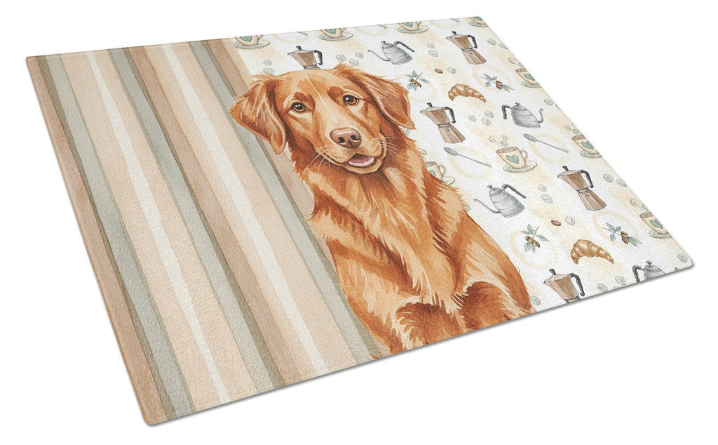 Copper Nova Scotia Duck Tolling Retriever Coffee Bar Cutting Board Tempered Glass Kitchen Cutting Surface, Heat Resistant Chopping, Non-Slip Feet, Food Prep & Serving