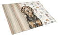 Black and Tan Otterhound Coffee Bar Cutting Board Tempered Glass Kitchen Cutting Surface, Heat Resistant Chopping, Non-Slip Feet, Food Prep & Serving