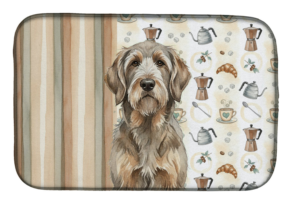 Grizzle and Tan Otterhound Coffee Bar Dish Drying Mat Absorbent Dish Drying Mat Pad for Kitchen Counter Dish Drainer Mat for Countertop, 14 x 21", Multicolor