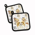 Lemon and White Papillon Coffee Bar Pot Holder Set of 2 Heat Resistant Quilted Hot Pads 7.5 x 7.5 Inch, Insulated Kitchen Trivets for Cooking & Baking