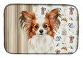 White with Red Papillon Coffee Bar Dish Drying Mat Absorbent Dish Drying Mat Pad for Kitchen Counter Dish Drainer Mat for Countertop, 14 x 21", Multicolor