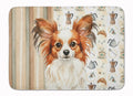 White with Red Papillon Coffee Bar Memory Foam Kitchen Mat Machine Washable Anti-Fatigue Cushion Comfort Bath or Kitchen Rug