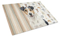 Parson Russell Terrier Coffee Bar Cutting Board Tempered Glass Kitchen Cutting Surface, Heat Resistant Chopping, Non-Slip Feet, Food Prep & Serving