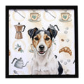 Parson Russell Terrier Coffee Bar Framed Metal Print Bathroom, Kitchen, Office, Home Decor Wall Art Ready to Hang, Square, 8X8