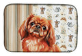 Red Pekingese Coffee Bar Dish Drying Mat Absorbent Dish Drying Mat Pad for Kitchen Counter Dish Drainer Mat for Countertop, 14 x 21", Multicolor