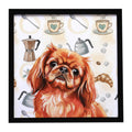 Red Pekingese Coffee Bar Framed Metal Print Bathroom, Kitchen, Office, Home Decor Wall Art Ready to Hang, Square, 8X8