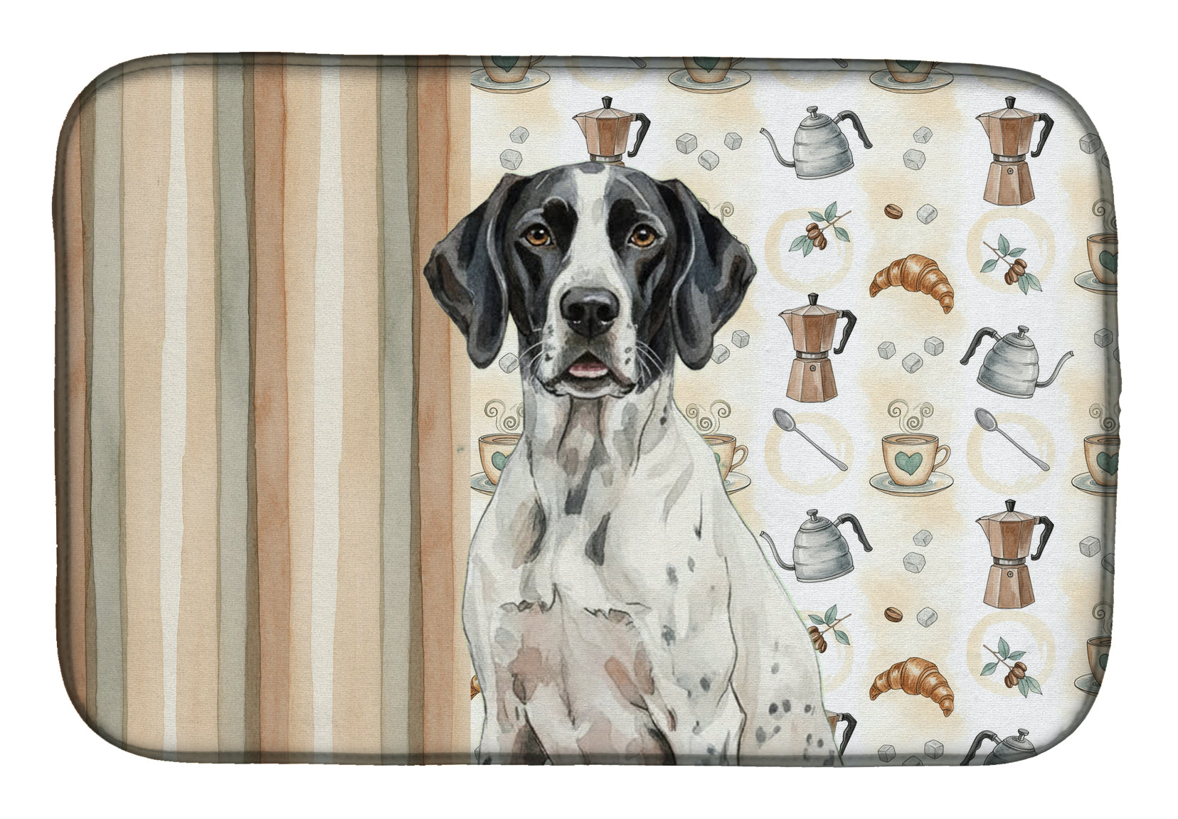 Black and White Pointer Coffee Bar Dish Drying Mat Absorbent Dish Drying Mat Pad for Kitchen Counter Dish Drainer Mat for Countertop, 14 x 21", Multicolor