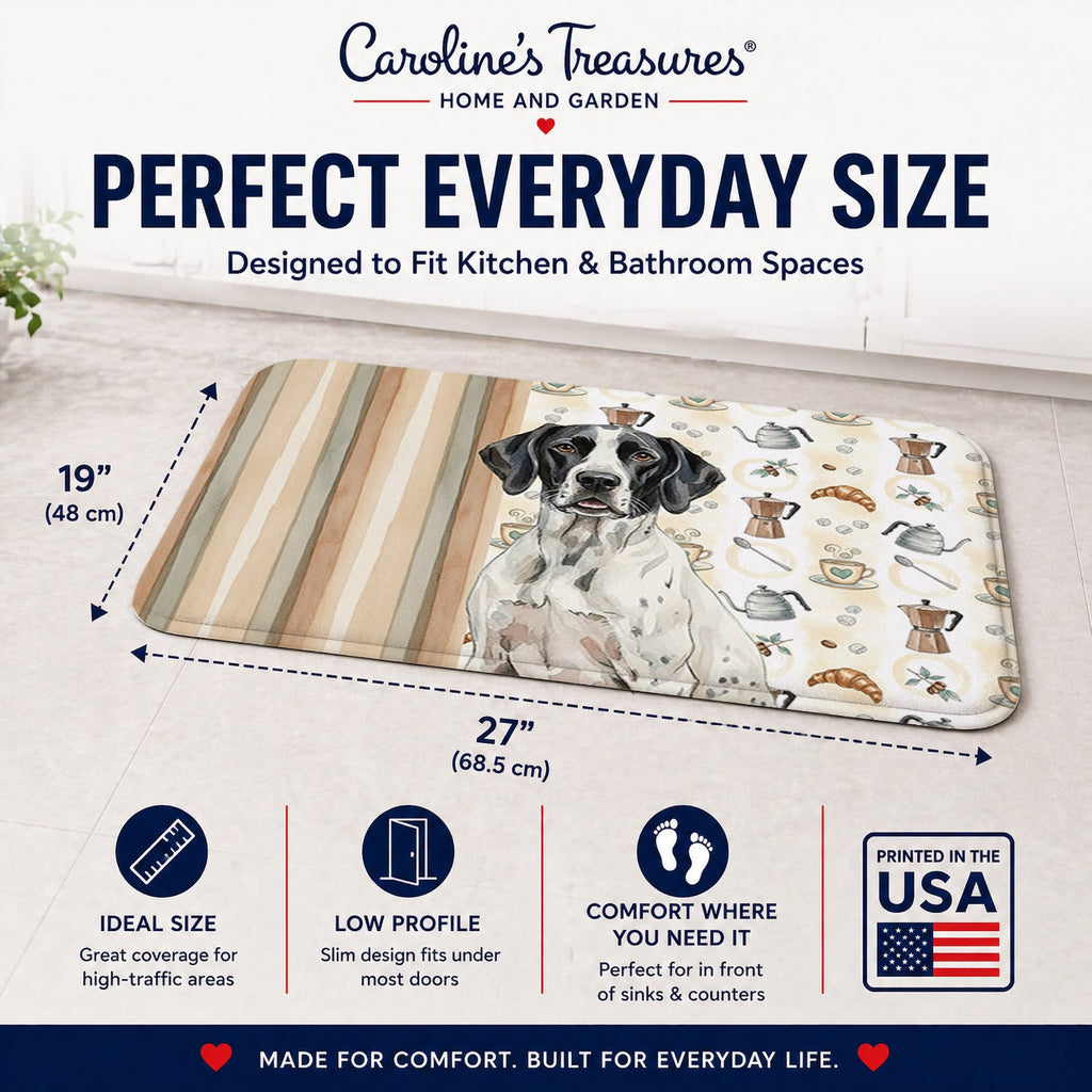 Black and White Pointer Coffee Bar Memory Foam Kitchen Mat Machine Washable Anti-Fatigue Cushion Comfort Bath or Kitchen Rug