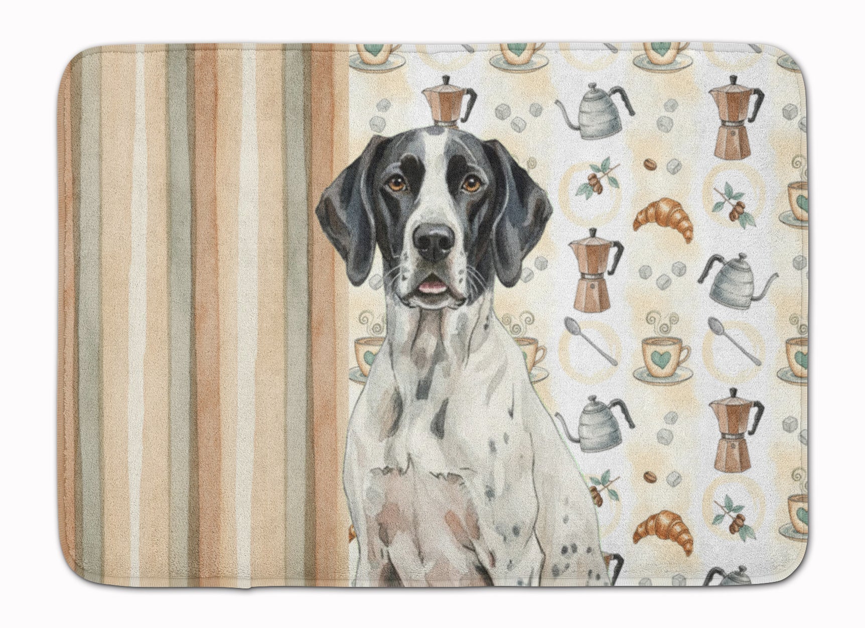 Black and White Pointer Coffee Bar Memory Foam Kitchen Mat Machine Washable Anti-Fatigue Cushion Comfort Bath or Kitchen Rug