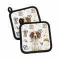 Liver and White Pointer Coffee Bar Pot Holder Set of 2 Heat Resistant Quilted Hot Pads 7.5 x 7.5 Inch, Insulated Kitchen Trivets for Cooking & Baking