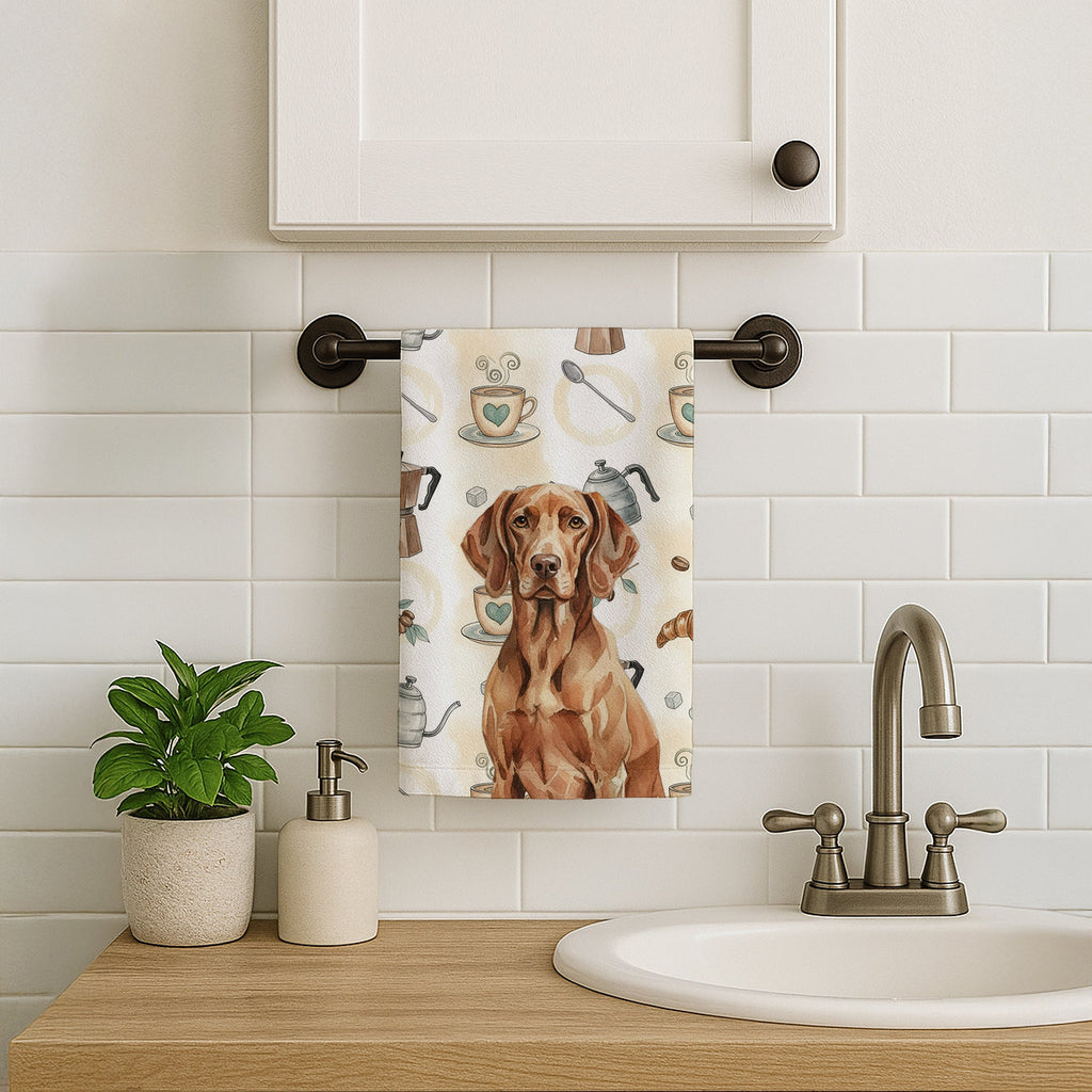 Liver Pointer Coffee Bar Kitchen Towel Velour Plush Front and Cotton Loop Back Machine Washable