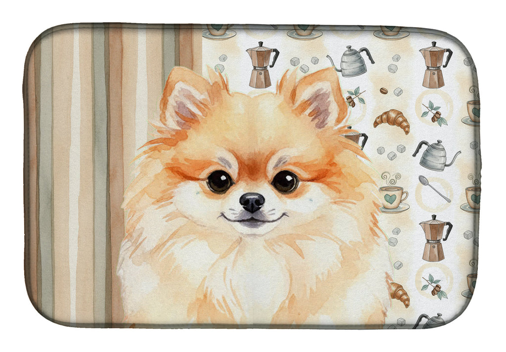 Pomeranian Coffee Bar Dish Drying Mat Absorbent Dish Drying Mat Pad for Kitchen Counter Dish Drainer Mat for Countertop, 14 x 21", Multicolor