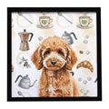 Miniature Apricot Poodle Coffee Bar Framed Metal Print Bathroom, Kitchen, Office, Home Decor Wall Art Ready to Hang, Square, 8X8