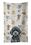 Miniature Black Poodle Coffee Bar Kitchen Towel Velour Plush Front and Cotton Loop Back Machine Washable