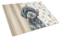 Miniature Black Poodle Coffee Bar Cutting Board Tempered Glass Kitchen Cutting Surface, Heat Resistant Chopping, Non-Slip Feet, Food Prep & Serving