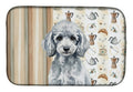 Miniature Silver Poodle Coffee Bar Dish Drying Mat Absorbent Dish Drying Mat Pad for Kitchen Counter Dish Drainer Mat for Countertop, 14 x 21", Multicolor
