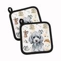 Miniature Silver Poodle Coffee Bar Pot Holder Set of 2 Heat Resistant Quilted Hot Pads 7.5 x 7.5 Inch, Insulated Kitchen Trivets for Cooking & Baking