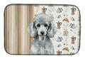 Standard Silver Poodle Coffee Bar Dish Drying Mat Absorbent Dish Drying Mat Pad for Kitchen Counter Dish Drainer Mat for Countertop, 14 x 21", Multicolor