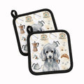 Standard Silver Poodle Coffee Bar Pot Holder Set of 2 Heat Resistant Quilted Hot Pads 7.5 x 7.5 Inch, Insulated Kitchen Trivets for Cooking & Baking