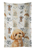 Toy Apricot Poodle Coffee Bar Kitchen Towel Velour Plush Front and Cotton Loop Back Machine Washable