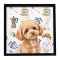 Toy Apricot Poodle Coffee Bar Framed Metal Print Bathroom, Kitchen, Office, Home Decor Wall Art Ready to Hang, Square, 8X8
