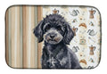 Toy Black Poodle Coffee Bar Dish Drying Mat Absorbent Dish Drying Mat Pad for Kitchen Counter Dish Drainer Mat for Countertop, 14 x 21", Multicolor