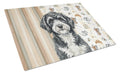 Portuguese Water Dog Coffee Bar Cutting Board Tempered Glass Kitchen Cutting Surface, Heat Resistant Chopping, Non-Slip Feet, Food Prep & Serving