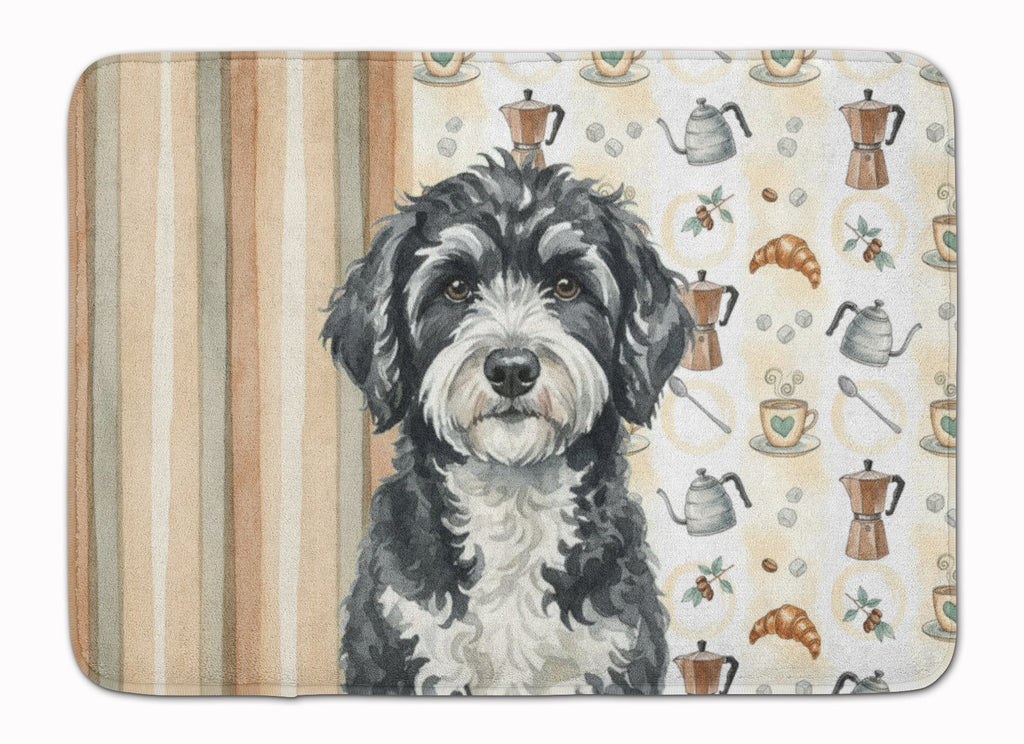 Portuguese Water Dog Coffee Bar Memory Foam Kitchen Mat Machine Washable Anti-Fatigue Cushion Comfort Bath or Kitchen Rug