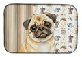 Fawn Pug Coffee Bar Dish Drying Mat Absorbent Dish Drying Mat Pad for Kitchen Counter Dish Drainer Mat for Countertop, 14 x 21", Multicolor