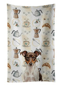 Chocolate and White Rat Terrier Coffee Bar Kitchen Towel Velour Plush Front and Cotton Loop Back Machine Washable