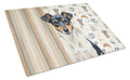 Tricolor Rat Terrier Coffee Bar Cutting Board Tempered Glass Kitchen Cutting Surface, Heat Resistant Chopping, Non-Slip Feet, Food Prep & Serving