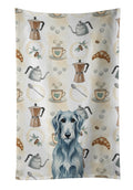Blue-Gray Scottish Deerhound Coffee Bar Kitchen Towel Velour Plush Front and Cotton Loop Back Machine Washable