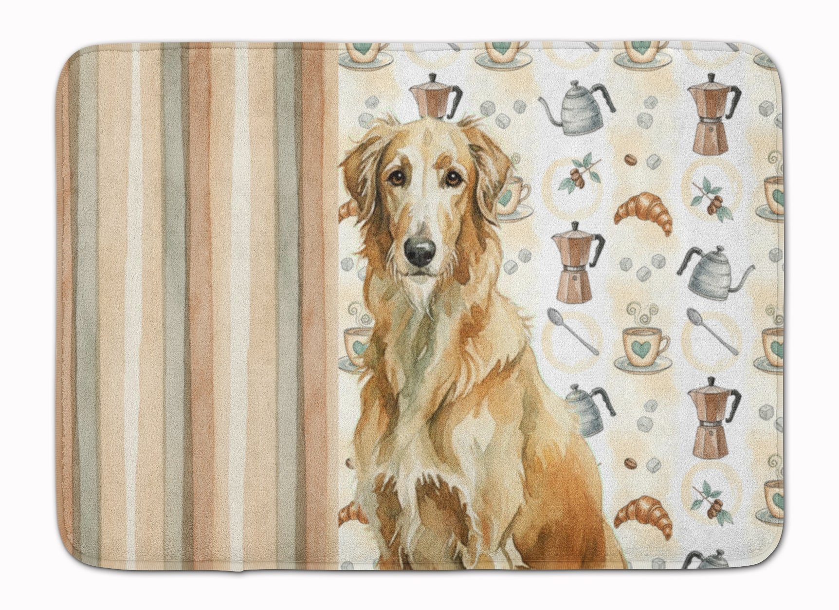 Wheaten Scottish Deerhound Coffee Bar Memory Foam Kitchen Mat Machine Washable Anti-Fatigue Cushion Comfort Bath or Kitchen Rug