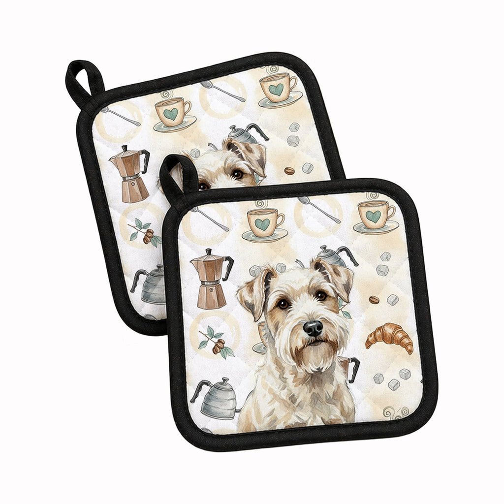 Sealyham Terrier Coffee Bar Pot Holder Set of 2 Heat Resistant Quilted Hot Pads 7.5 x 7.5 Inch, Insulated Kitchen Trivets for Cooking & Baking