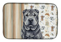Black Shar Pei Coffee Bar Dish Drying Mat Absorbent Dish Drying Mat Pad for Kitchen Counter Dish Drainer Mat for Countertop, 14 x 21", Multicolor